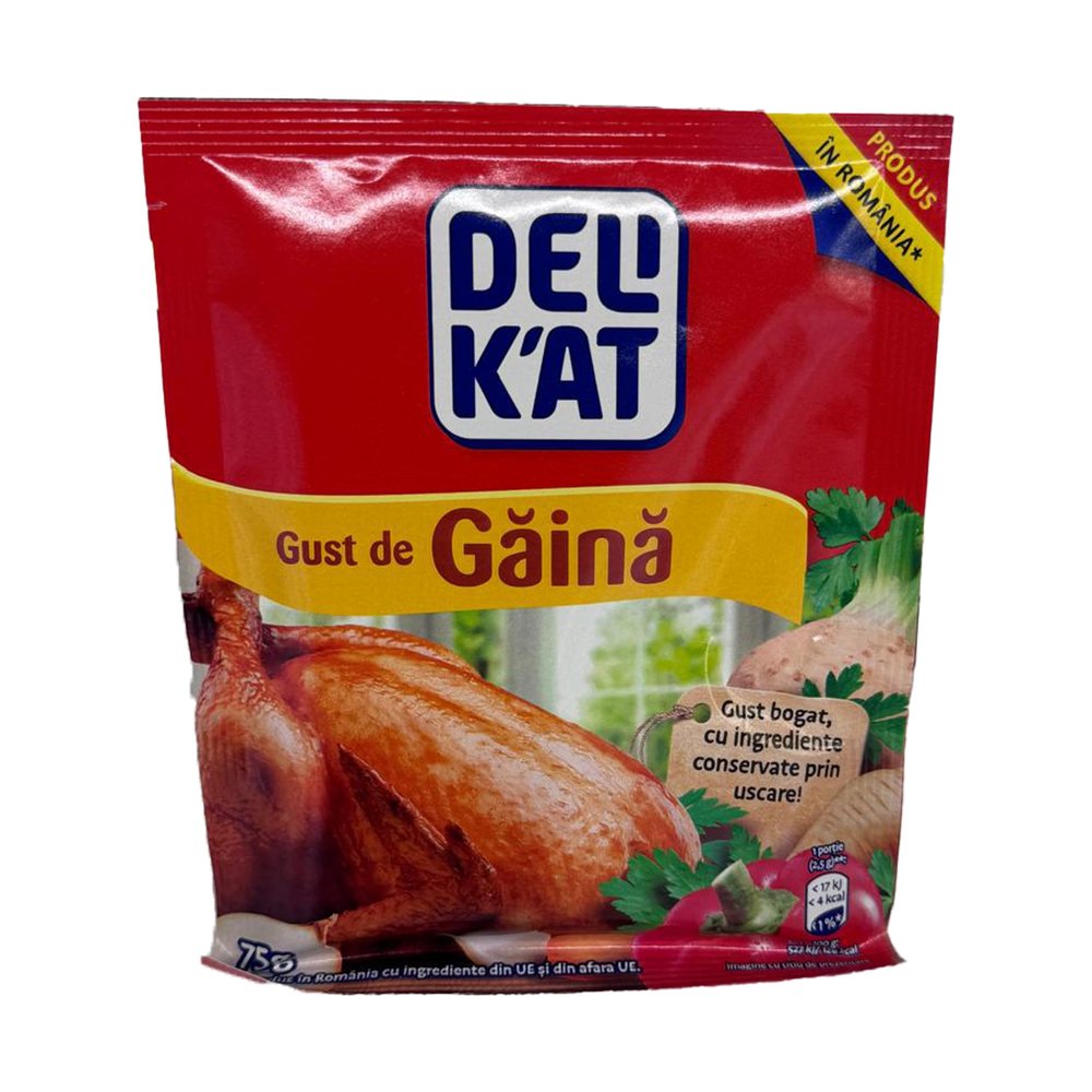 Delikat Gaina Seasoning 75g Chicken Flavor Spice Mix for Soups & Curries Product of Moldova Pack of 1
