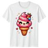 Cute Kawaii Ice Cream Cone with Sprinkles and Strawberry T-Shirt Kawaii Food Dessert Sweet Lover Birthday Gift for Him and Her S view 1