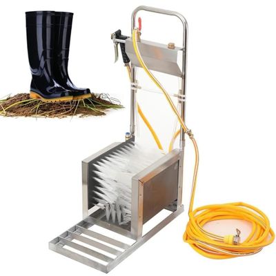 Rain Shoes Scrubber, Stainless Steel Boot Washer, Three-Sided Hard Brushes with Water Spray Gun, Remove Dust Snow Mud, for Automatic Cleaning Machine for Farm, Ranch, Veterinary Use
