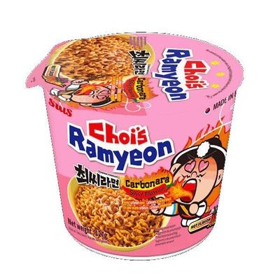 Chois Bibimmyeon Bowl Carbonara Flavour Noodles 127g (PAck of 12) Korean Style Creamy Spicy Instant Noodles | Ready in Minutes | Convenient Meal Bowl