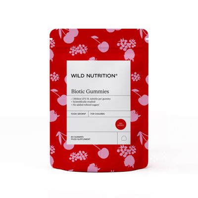 Wild Nutrition Food-Grown Biotic Gummies for Children | 1 Billion CFU | Vegan | No Artificial Sweeteners | No Added Refined Sugars | Microbiome-Balancing Benefits