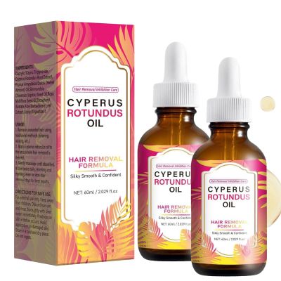 Cyperus Rotundus Oil for Hair Removal - Reduces Unwanted Body Hair Growth, Shrink Pores, Moisturizes & Soothes Skin | Gentle Formula for Face & Body, 60ml (2PC)