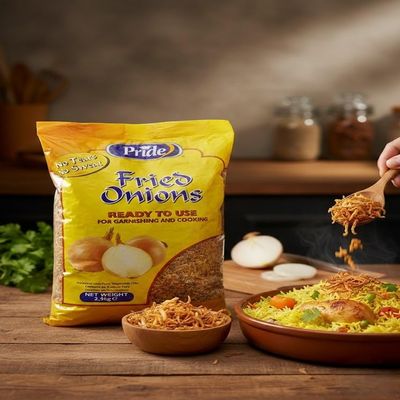 Fakhri PRIDE Fried Onions | Crispy Ready-to-Use Golden Onions for Biryani, Curries & Snacks