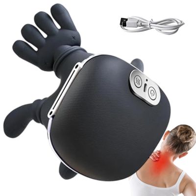 Neck and Shoulder Massager - WFH Recovery Stress Relief, Ergonomic Deep Tissue Hand-Free Wrap, Rechargeable Lithium Power + duals Thermal Heat, Medical Grade Silicone Soft | for Home & Travel Use