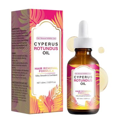 Cyperus Rotundus Oil for Hair Removal - Reduces Unwanted Body Hair Growth, Shrink Pores, Moisturizes & Soothes Skin | Gentle Formula for Face & Body, 60ml (1PC)