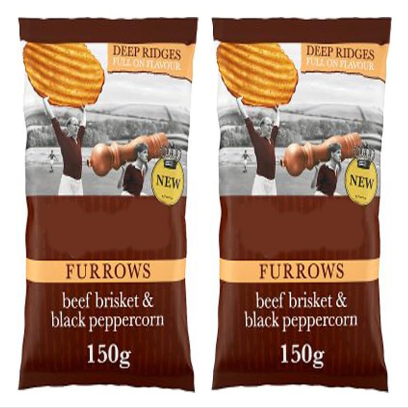 Furrows Beef Brisket & Black Peppercorn Crisps, Gluten Free, 150g,Pack Of 2