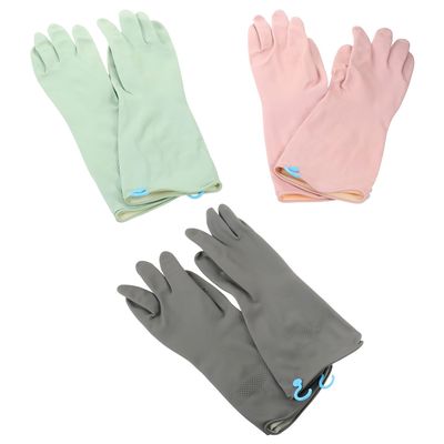 BESPORTBLE 3pairs Rubber Dishwashing Gloves Cleaning Kitchen Laundry Gardening Reusable Non Slip Texture