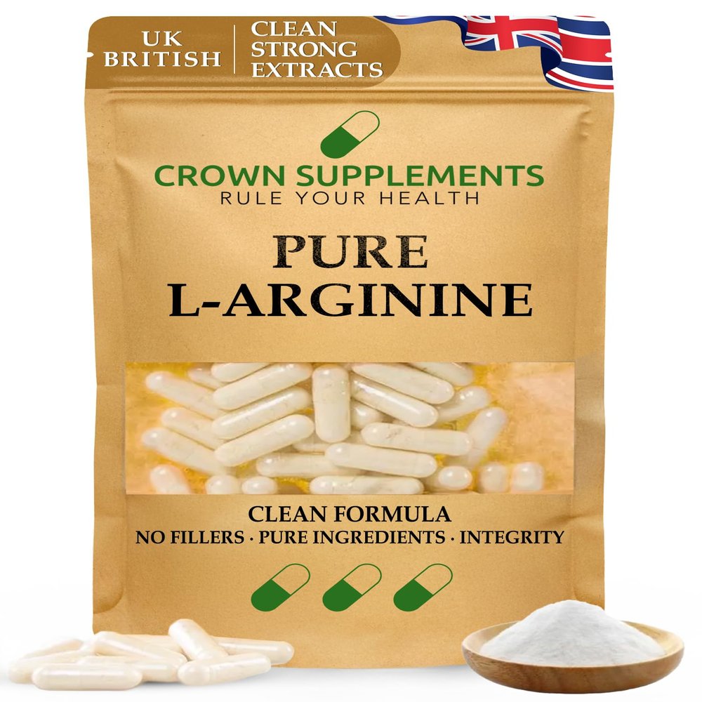 Pure L-Arginine Amino Acid Capsules | Clean L Arginine Supplements Formula | Crown Supplements UK (270 Capsules)