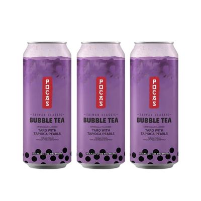 Taro Flavour Bubble Milk Tea with Tapioca Pearls 490ml x 3 Cans Taiwan Classic Ready to Drink Milk Tea Beverage