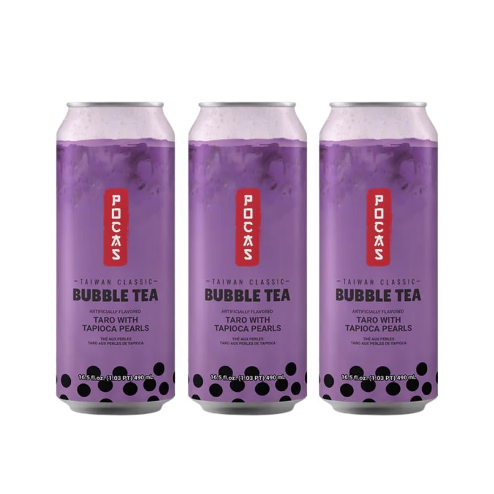Taro Flavour Bubble Milk Tea with Tapioca Pearls 490ml x 3 Cans Taiwan Classic Ready to Drink Milk Tea Beverage