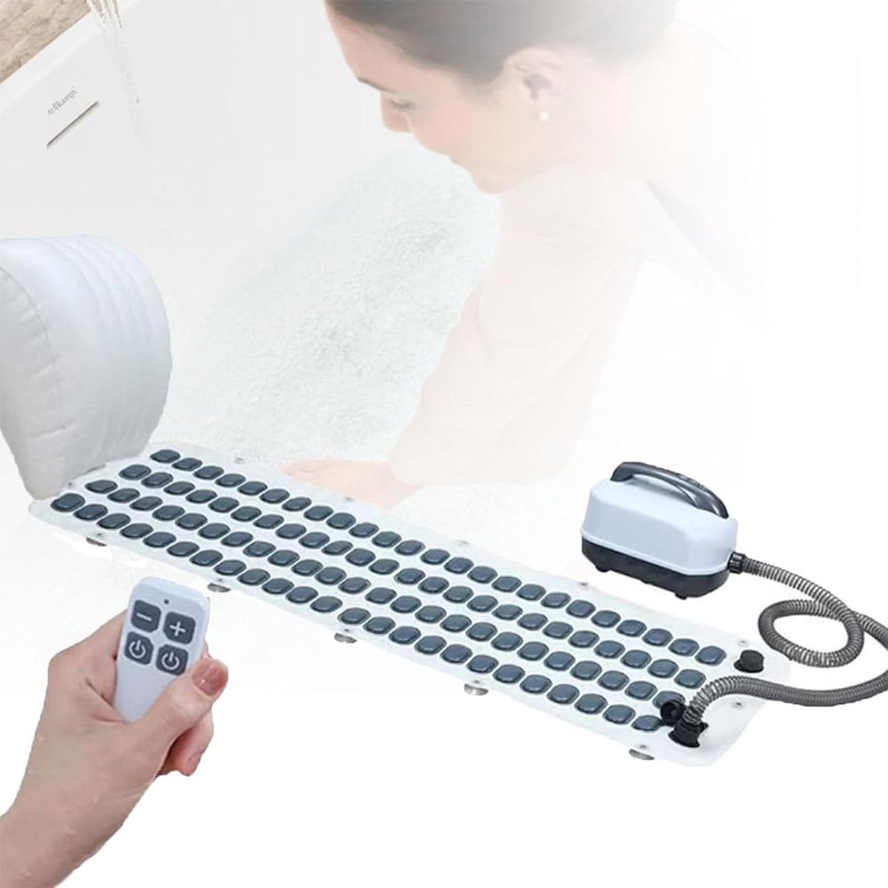 Bubble Bath Mat with Adjustable Nozzles, Non-Slip Design for Home Spa Massage and Relaxation