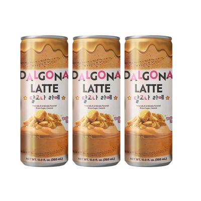 Dalgona Brown Sugar Flavoured Milk Latte 320ml x 3 Cans Ready to Drink Milk Coffee Beverage