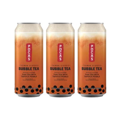 Thai Tea Flavour Bubble Milk Tea with Tapioca Pearls 490ml x 3 Cans Ready to Drink Milk Tea Beverage