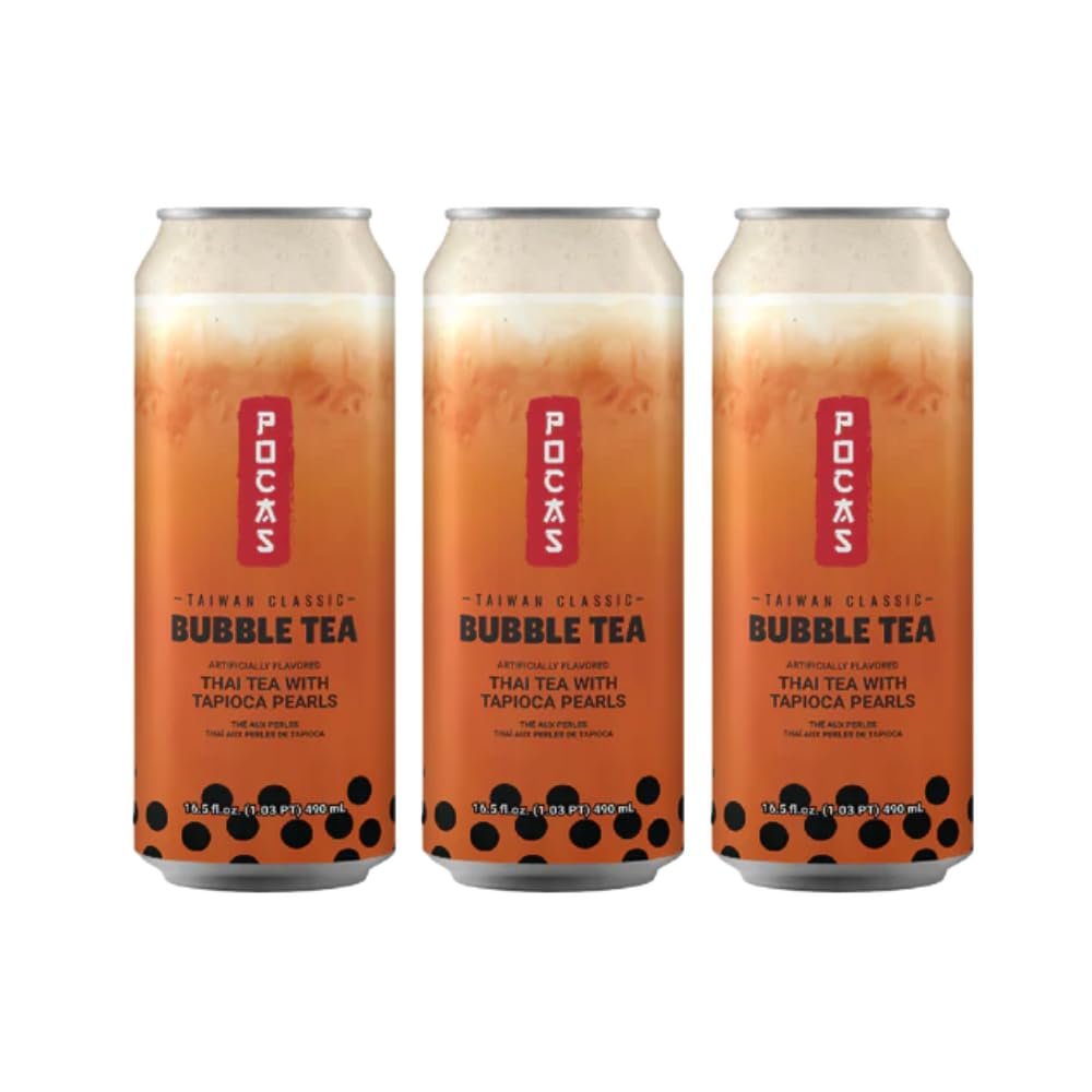 Thai Tea Flavour Bubble Milk Tea with Tapioca Pearls 490ml x 3 Cans Ready to Drink Milk Tea Beverage