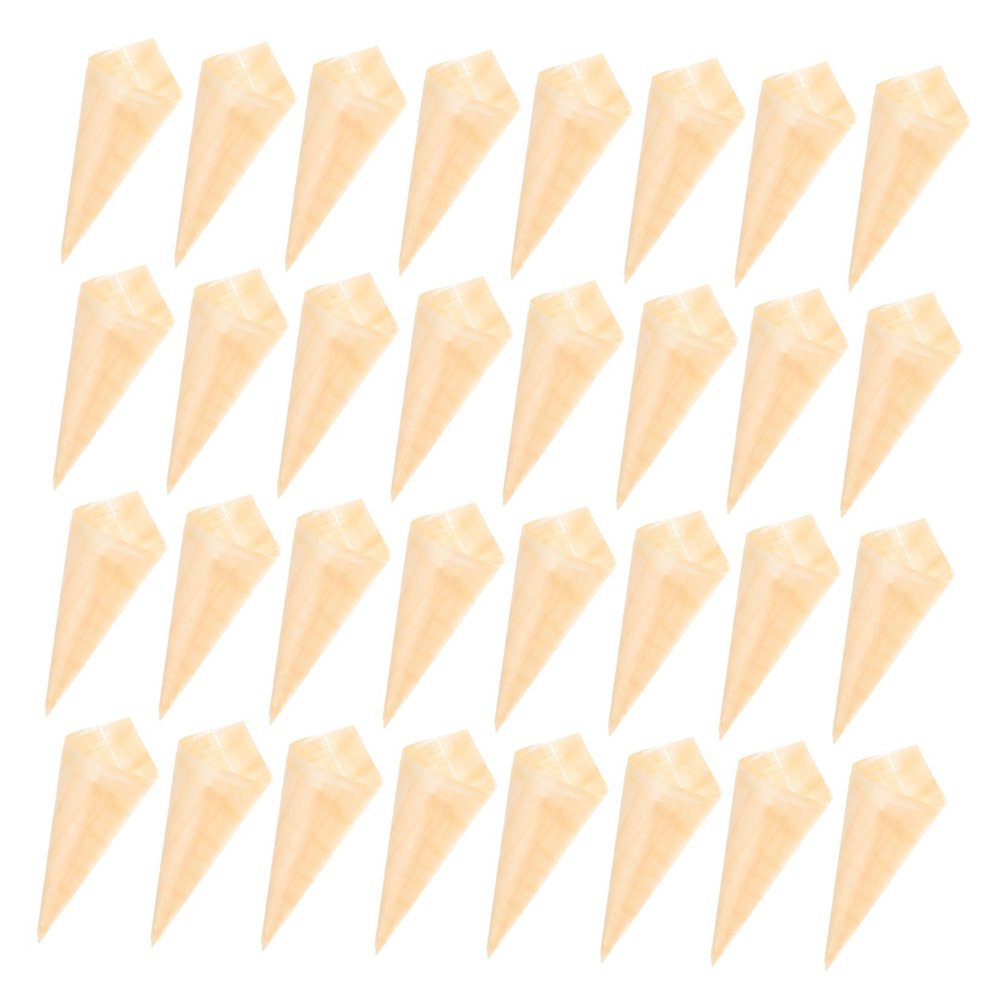 HOMSFOU Ice Cream Wood Cones 50Pcs 5.1 Inch Eco-Friendly Disposable Food Cones for Appetizer Buffet