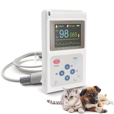 Veterinary Oximeter, Handheld Pulse Rate Monitor with Ear/Tongue Sensor, USB Cable, 1.8in Display, Storage and Playback Function for Pets and Family Use