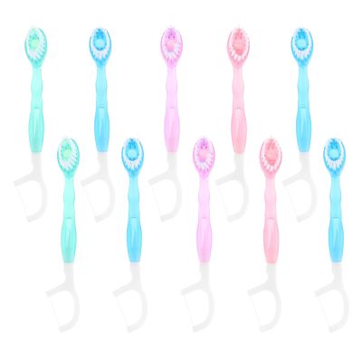 Amosfun 10pcs Mini Disposable Soft Bristle Travel Toothbrushes with Bead Cleaning Head, Portable Oral Care Kit for Camping and Outdoor Use, Compact Size for Easy Carry