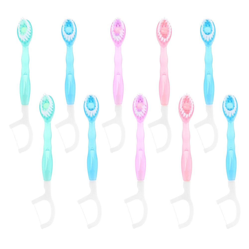 Amosfun 10pcs Mini Disposable Soft Bristle Travel Toothbrushes with Bead Cleaning Head, Portable Oral Care Kit for Camping and Outdoor Use, Compact Size for Easy Carry