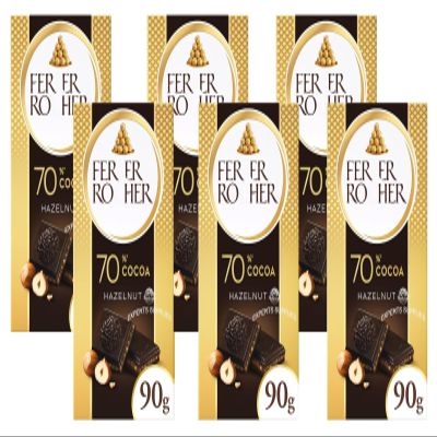 Chocolate Bundle New Ferrerro Milk, White, Dark, Macadamia & NewRaffaelo Chocolate Bar 90g Perfect For Gits Share and Treat For Adults and kids 2026 (Pack Of 6, Dark Chocolate Bar)