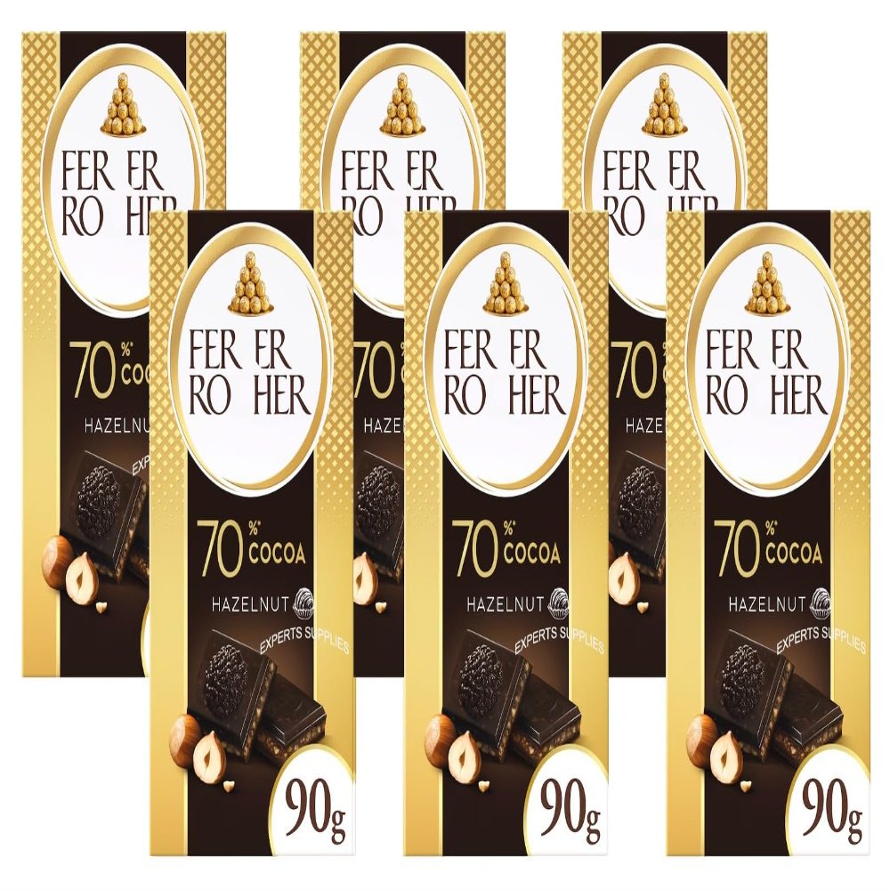 Chocolate Bundle New Ferrerro Milk, White, Dark, Macadamia & NewRaffaelo Chocolate Bar 90g Perfect For Gits Share and Treat For Adults and kids 2026 (Pack Of 6, Dark Chocolate Bar)