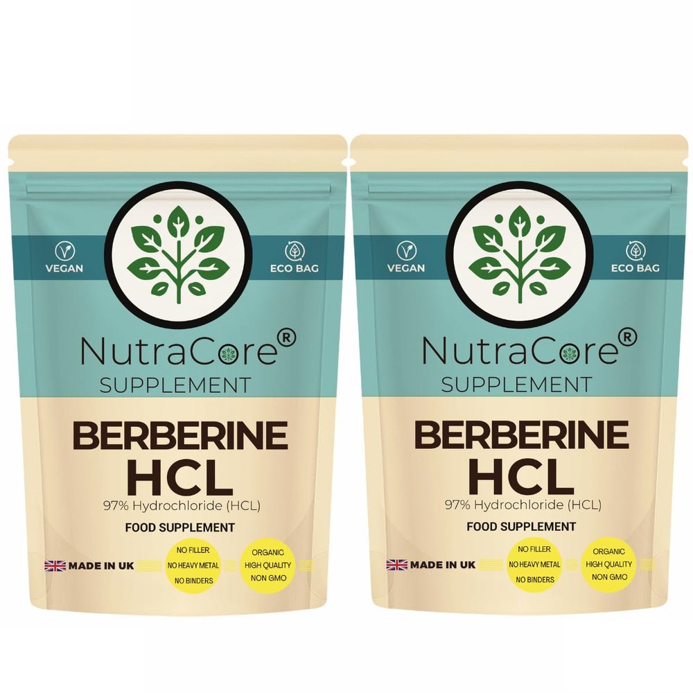 Berberine HCL 600mg High Strength 97% HCL, Blood Sugar & Metabolism Support, Gut & Heart Health, Vegan Capsules, UK Made NutraCore (180)