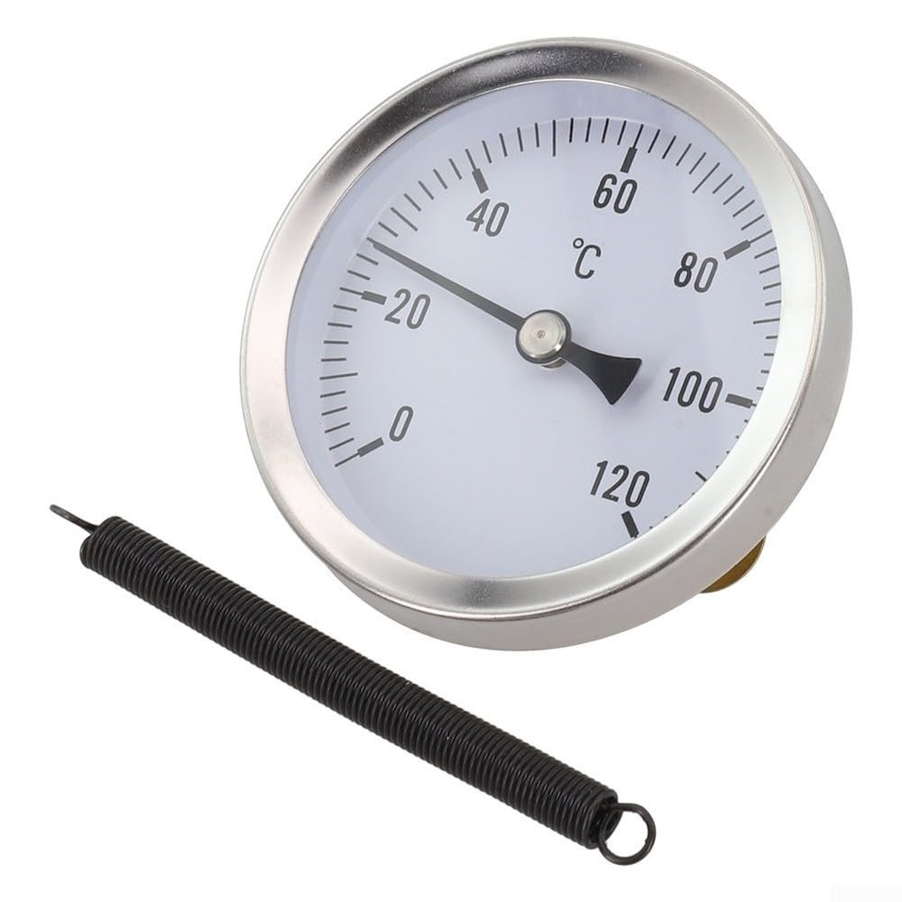 Metal Bimetall Thermometer With Fixing Spring For Direct Pipe Attachment And Stable Temperature Readings