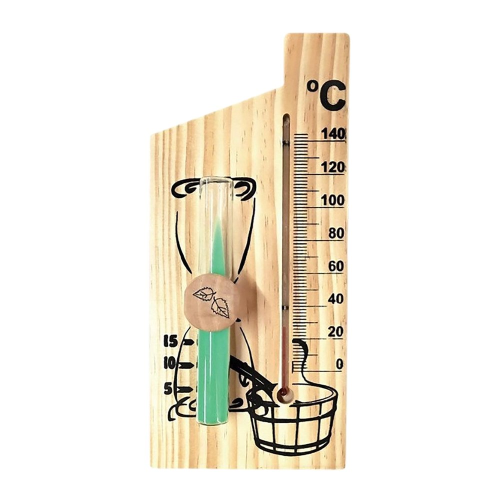 Classic Wooden Sauna Timer Wall Mounted Sand Clock for Steam Room and Spa 10 Decorative Hygrometer (Beige, 25.5x13.5x3cm)