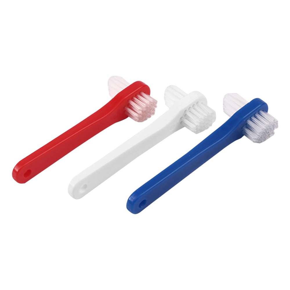 FUOYLOO 3pcs Adult Denture Toothbrush Set Double-Ended Small Head Oral Cleaner Soft Bristles for Comfortable Fake Teeth Care and Braces Maintenance