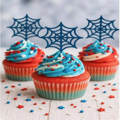 10 x spiderweb cupcake toppers