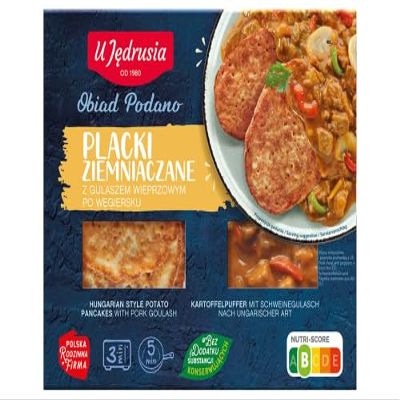 Wjedrusia Placki Ziemniaczne, Hungarian Style Potato Pancakes with Pork Goulash, 3 Servings