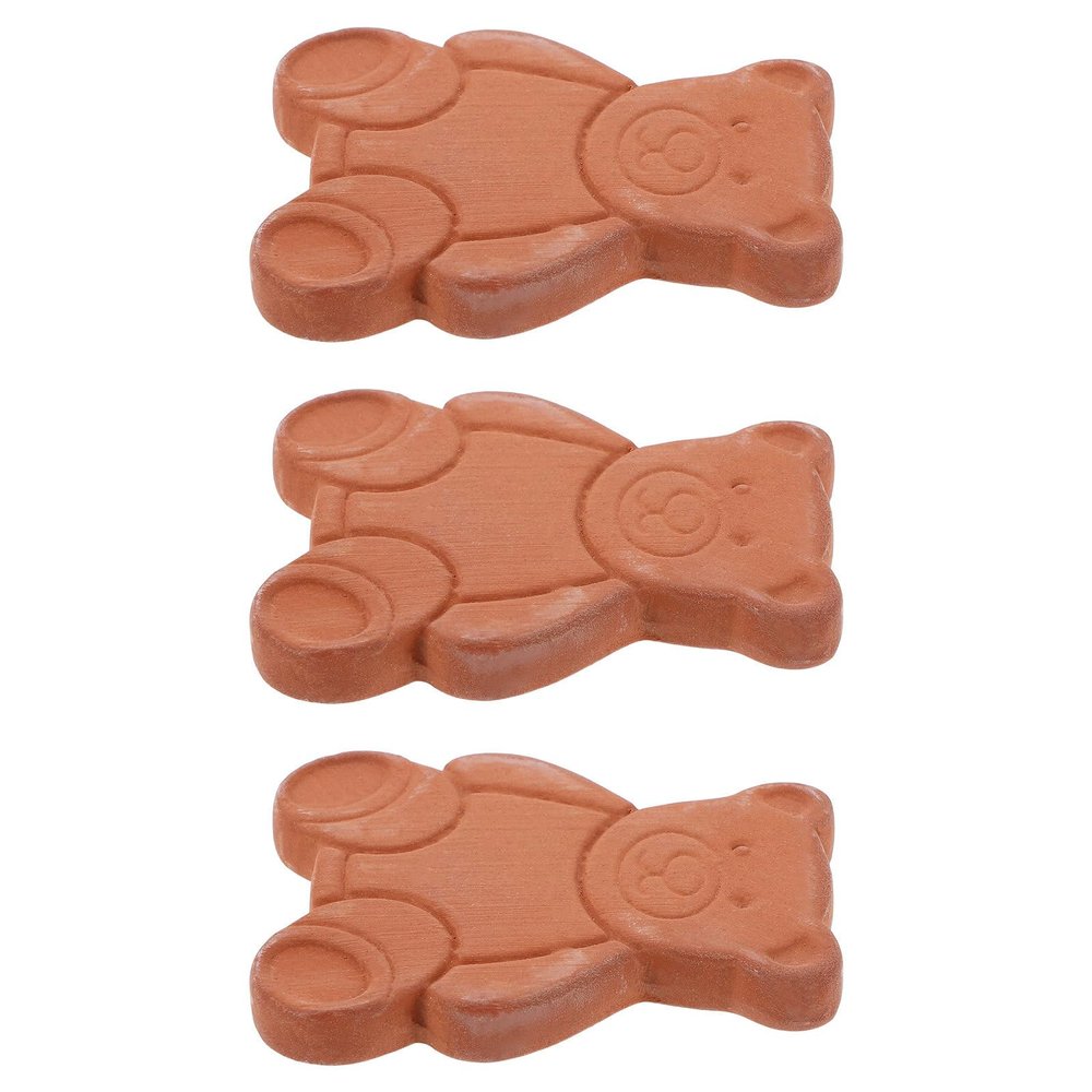LALADEFIEE 3pcs Bear-Shaped Terracotta Moisture Regulating Discs for Food Storage Containers, Dual-Function Dehumidifier and Humidifier Pads to Preserve Cookies, Sugar, and Snacks