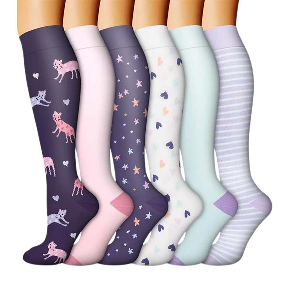 Compression Socks for Women and Men 15-20 mmHg 6 Pack Compression Stockings Circulation-Best Support for Medical,Running,Nursing,Athletic Flight Socks for Women 2026