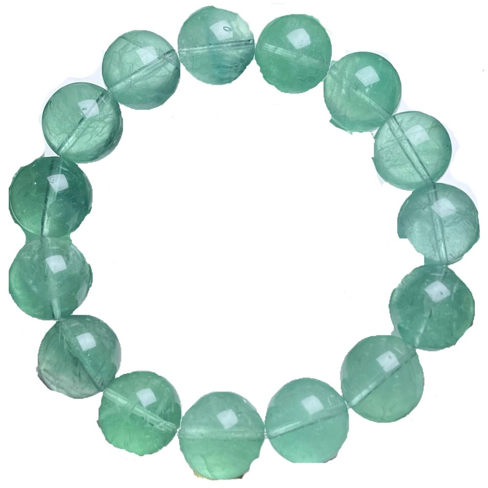 HHCTEBEC Forest Green Fluorite Healing Bracelet - Deep Emerald Crystal Beads for Grounding & Renewal, Natural Translucent Stone Jewelry with Earth Energy,11MM