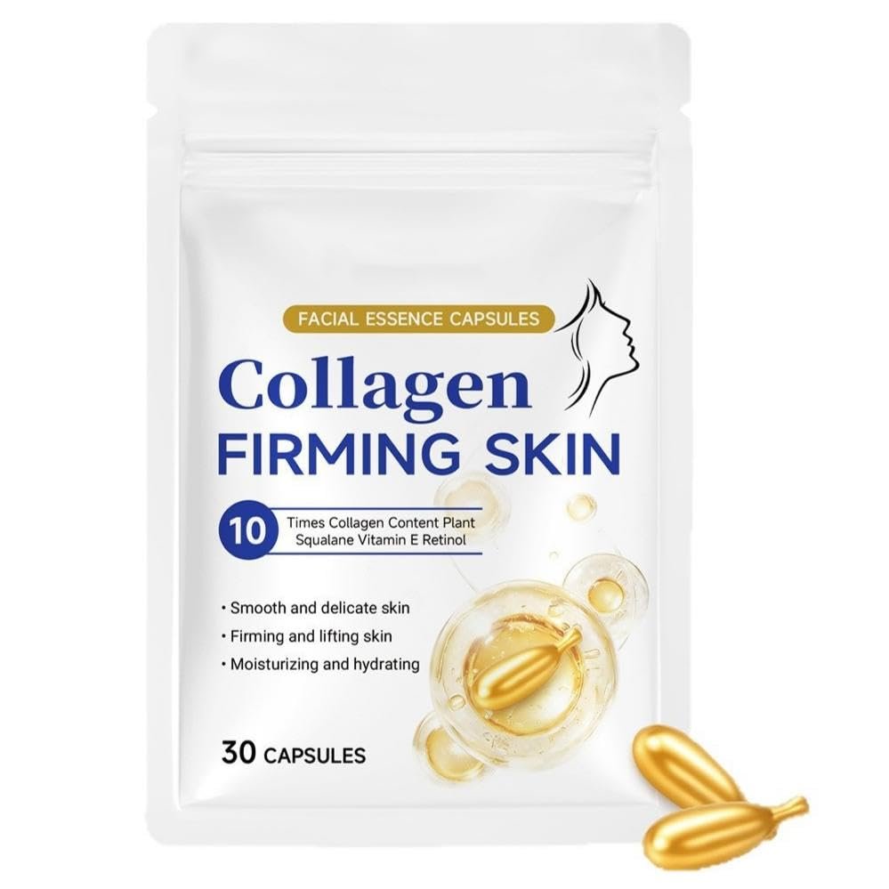 Collagen Firming Facial Essence Capsules - 10x collagen boost, firming and lifting, reduces wrinkles, 30 capsules per pack, an anti-aging essence specially formulated for women