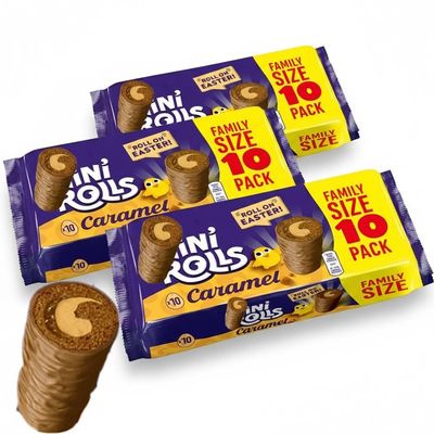 Caramel Mini Rolls 3-Pack Smooth, Creamy Caramel Flavour, Soft & Delicious, Vegetarian-Friendly, Perfect Snack for Sharing or Everyday Enjoyment - Cdb