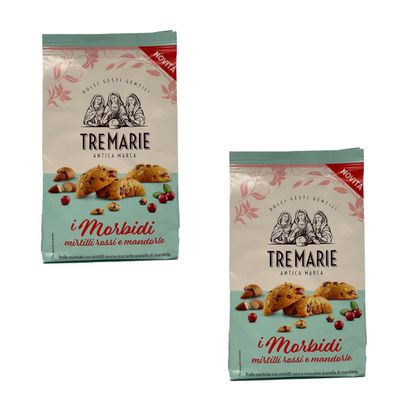 Tremarie Soft Cranberries And Almonds 300G Soft Shortcrust Pastry Delicious And Crunchy Cookies Product Of Italy Pack Of 2
