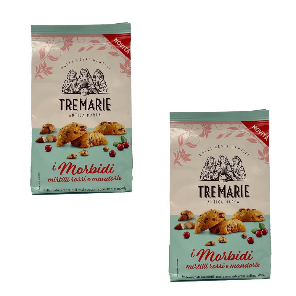 Tremarie Soft Cranberries And Almonds 300G Soft Shortcrust Pastry Delicious And Crunchy Cookies Product Of Italy Pack Of 2