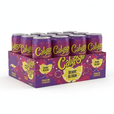 Calypso Sparkling Lemonade 330ml Cans Zero Sugar, Refreshing Carbonated Lemon Drink, Light & Crisp Flavour (Pack of 12, Berry Bloom)