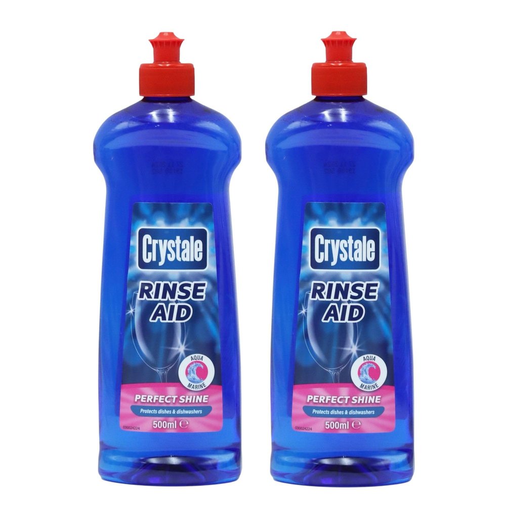 Crystale Dishwasher Rinse Aid Blue, Streak Free Formula, 2 pack x 500 ml