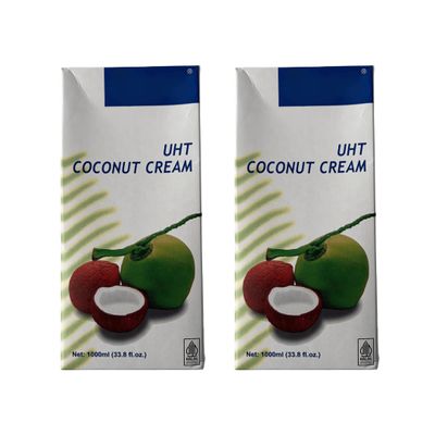 Coconut Cream 2X1L - Natural & Creamy UHT Coconut Cream for Cooking Curries, Soups, Desserts & Drinks - Vegan, Gluten & Dairy Free - No Preservatives