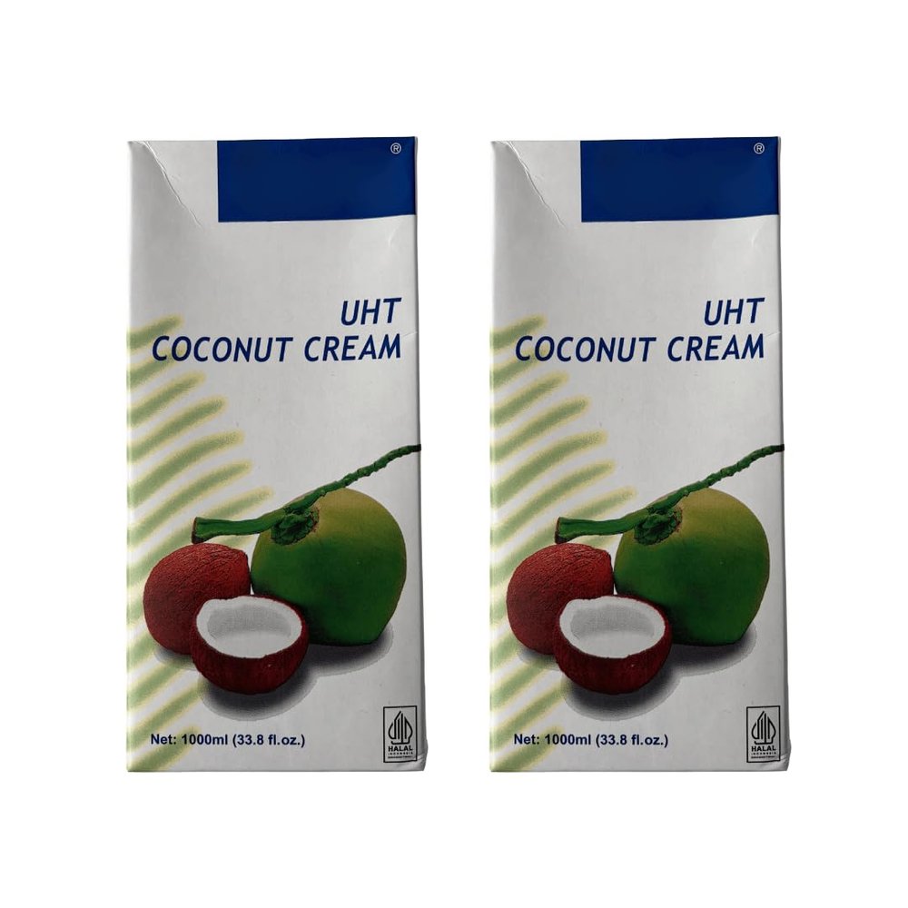 Coconut Cream 2X1L - Natural & Creamy UHT Coconut Cream for Cooking Curries, Soups, Desserts & Drinks - Vegan, Gluten & Dairy Free - No Preservatives