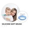 FRCOLOR Silicone U-Shaped Toothbrush for Ages 0-3 with Soft Silicone Bristles, Blue Dinosaur Design, Training Mouthpiece Toothbrush for Early Oral Care and Whole Mouth Cleaning view 3