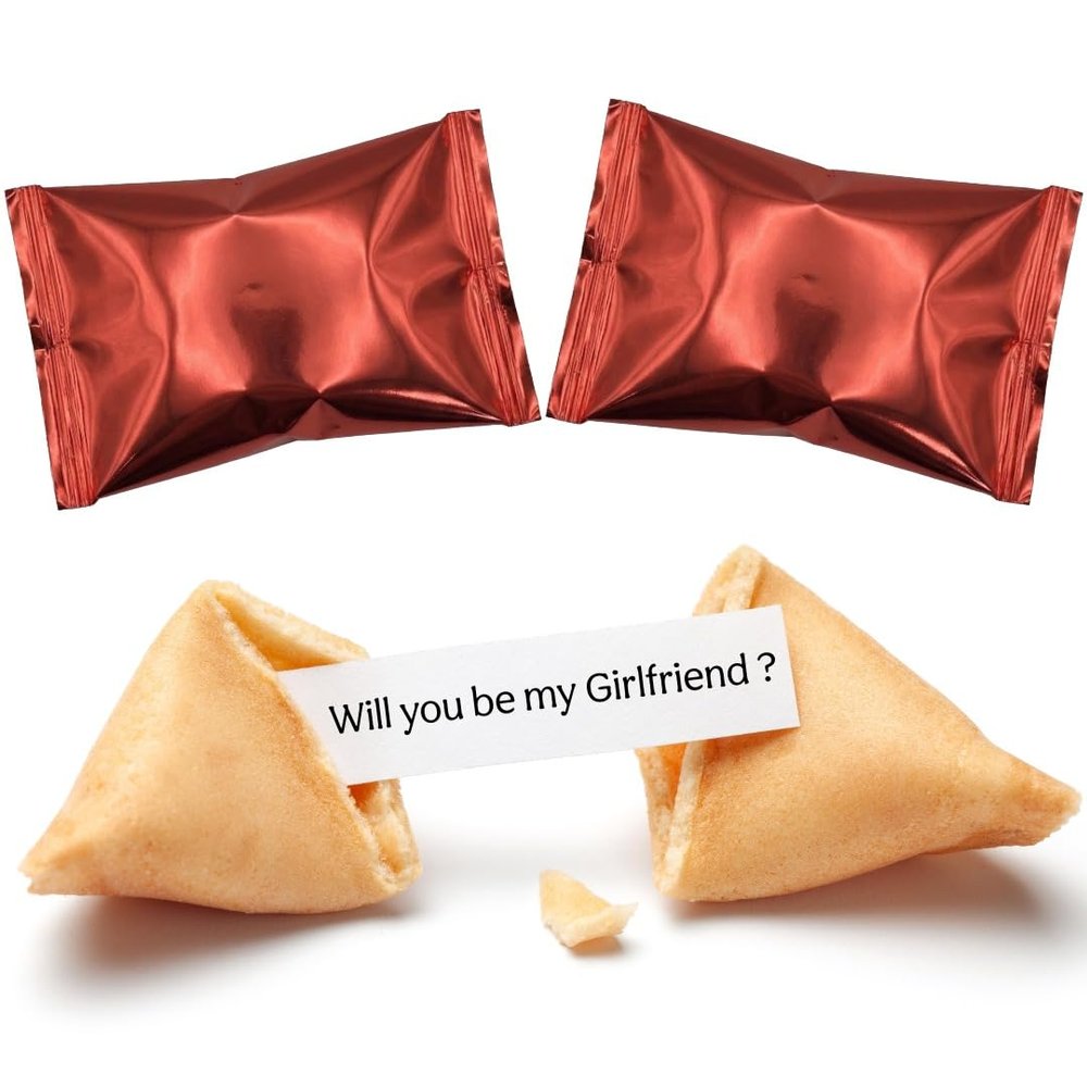 2 Pack Will You Be My Girlfriend Fortune Cookies | Gift For Girlfriend Proposal | Romantic Decorations & Presents | Long Distance Relationship Gifts | I Love You Gifts | Vegan, UK Baked