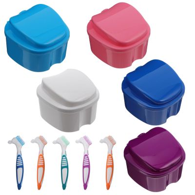 NIYANGLE 10pcs Denture Care Containers Pp Material Portable Denture Cases with Convenient Carrying and Damage Prevention, for Personal Oral Care and Travel Storage Random Color