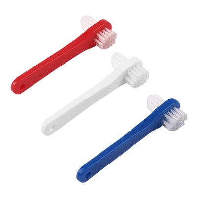 Amosfun 3pcs Denture Brush Toothbrushes for Adult Teeth Care with Double-Sided Brush and Medium Hardness Bristles, Plastic Small Toothbrush Head, Easy to Travel and Carry for Efficient