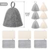 6Pcs Sauna Hat & 6Pcs Sauna Mat, Felt Head Protection Shower Hat with Loops, Accessories for Home Mat view 3