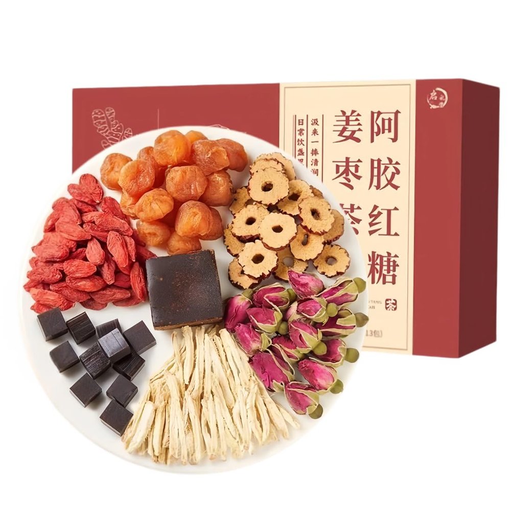 Angelica Ejiao Brown Sugar Ginger Jujube Tea Bags, Ready-to-Brew Boxed Herbal Tea, Warm & Nourishing Wellness Tea for Daily Hydration, Convenient Single Serve Tea Bags for Women Health