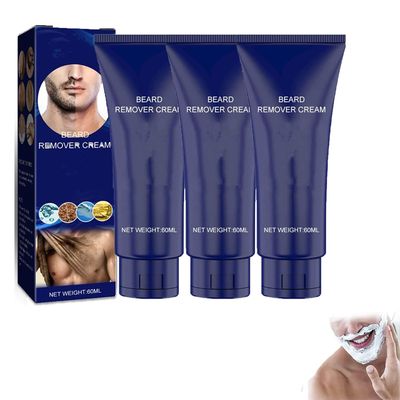 Men P-ermanent Hair Beard Removal Cream, Men Hair Removal Cream, P-ermanent Hair Removal Cream, Natural Soft Painless Beard Remover Cream, Depilatory Paste Face for Face, Legs, Arms (3Pcs)