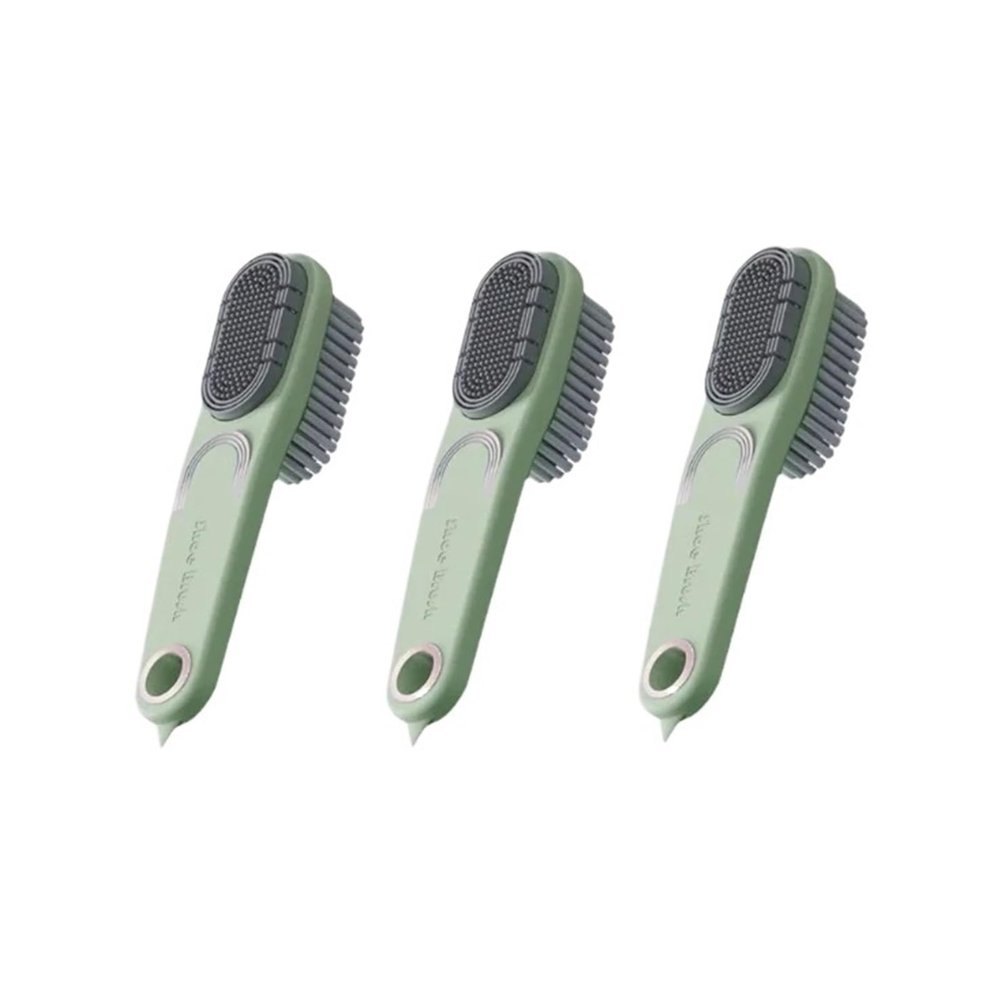 Shoe washing brush, Double-Sided Shoe Brush For Leather And Clothes Multicolor 20cmx4.5cm(Light Green 3pcs)