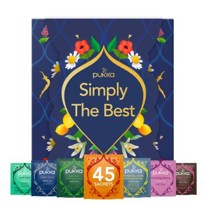 Pukka Herbs Premium Herbal Tea Selection Gift Set Box with Simply The Best Sleeve, Self-Care Eco-Friendly Selection, 45 Tea Bags, 9 Delicious Flavours